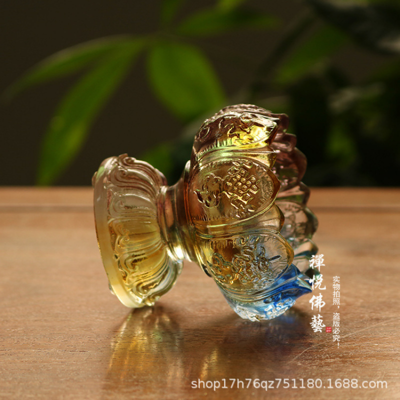 Candle Glass Supplies - Glass Wealth Lotus Eight Auspicious Candle