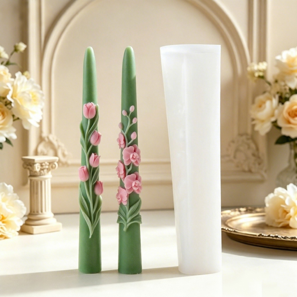 Candle Supplies Tins - Long Pole Flower Taper Candle Silicone