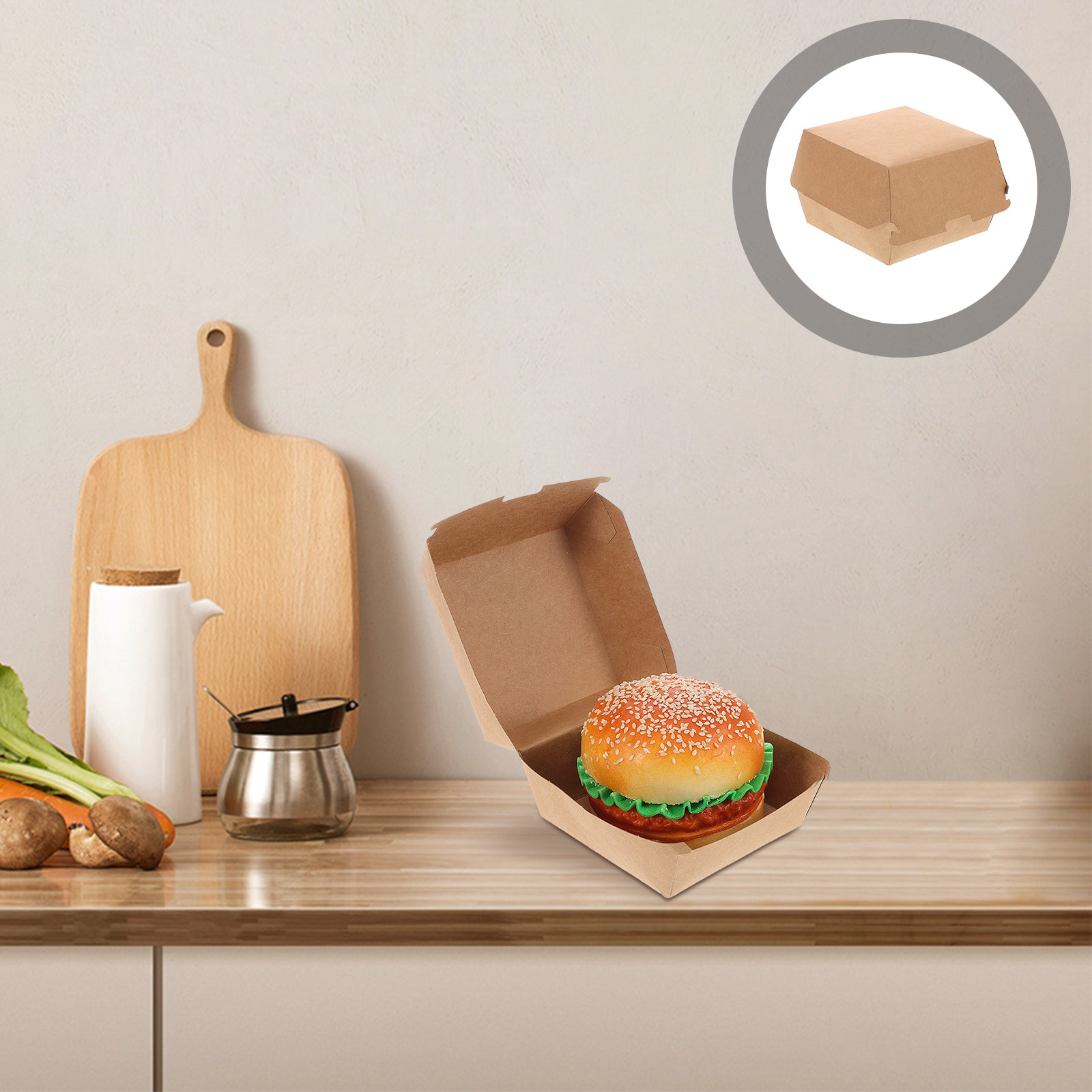 Kraft Paper Box - 30Pcs Burger Boxes Kraft Paper Food