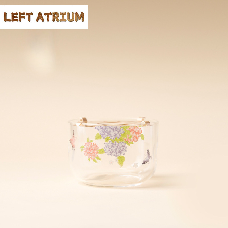Candle Glass Supplies - Hydrangea Butterfly Glass Tea Warmer Holder