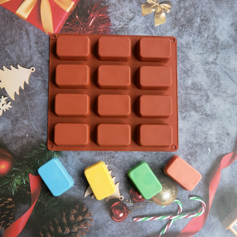 Candle Supplies Tins - 12 Cavity Square Silicone Soap Mold