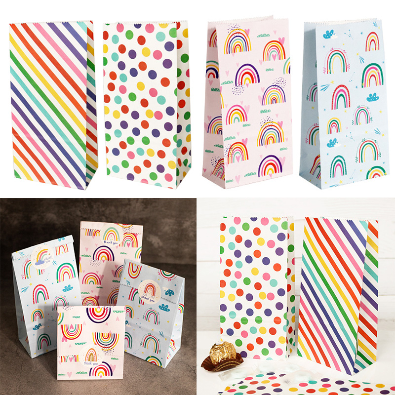 Small Paper Bags Rainbow Print - đánh giá và giá Kraft Paper Box